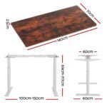 Artiss Standing Desk Motorised Electric Dual Motor 140CM Rustic Brown - Image 2