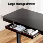 Artiss Standing Desk Motorised Electric Motor Drawer 120CM Black - Image 3