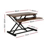 Artiss Standing Desk Riser Height Adjustable Rustic Brown 80CM - Image 2
