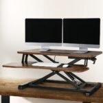 Artiss Standing Desk Riser Height Adjustable Rustic Brown 80CM - Image 7