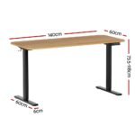 Artiss Electric Standing Desk 140cm Adjustable Height Motorised Home Office Desk Oak Black - Image 2