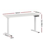 Artiss Electric Standing Desk 140cm Adjustable Height Motorised Home Office Desk White - Image 2