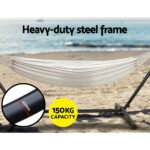 Gardeon Hammock Bed Camping Chair Outdoor Lounge Single Cotton with Stand - Image 5