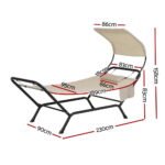 Gardeon Hammock Bed w/ Stand Sun Lounge Chair Beige - Image 2