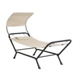Gardeon Hammock Bed w/ Stand Sun Lounge Chair Beige - Image 3