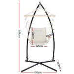 Gardeon Hammock Chair with Steel Stand Armrest Outdoor Hanging Cream - Image 2