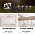 Gardeon Hammock Chair with Steel Stand Armrest Outdoor Hanging Cream - Image 4