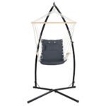 Gardeon Hammock Chair with Steel Stand Armrest Outdoor Hanging Grey - Image 3