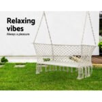 Gardeon Hammock Chair Outdoor Portable Camping Hammocks 2 Person Cream - Image 3