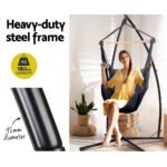 Gardeon Hammock Chair Outdoor Camping Hanging with Steel Stand Grey - Image 4