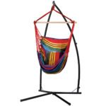 Gardeon Hammock Chair Outdoor Camping Hanging with Steel Stand Rainbow