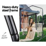 Gardeon Hammock Chair with Stand Macrame Outdoor Garden 2 Seater Cream - Image 5