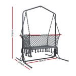 Gardeon Hammock Chair with Stand Macrame Outdoor Garden 2 Seater Grey - Image 2