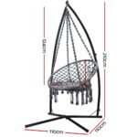Gardeon Hammock Chair with Steel Stand Macrame Outdoor Swinging Grey - Image 2