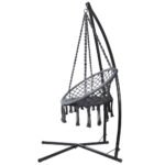 Gardeon Hammock Chair with Steel Stand Macrame Outdoor Swinging Grey - Image 3