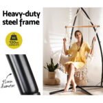 Gardeon Hammock Chair with Steel Stand Hanging Outdoor Tassel Cream - Image 5