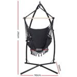 Gardeon Hammock Chair with Steel Stand Hanging Outdoor Tassel Grey - Image 2