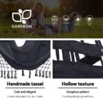 Gardeon Hammock Chair with Steel Stand Hanging Outdoor Tassel Grey - Image 4