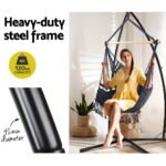 Gardeon Hammock Chair with Steel Stand Hanging Outdoor Tassel Grey - Image 5