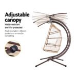 Gardeon Outdoor Egg Swing Chair Wicker Furniture Pod Stand Canopy 2 Seater Latte - Image 5