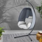 Gardeon Outdoor Egg Swing Chair Patio Furniture Pod Stand Canopy Foldable Grey - Image 7