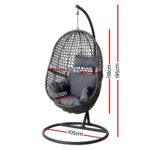 Gardeon Outdoor Egg Swing Chair Wicker Rattan Furniture Pod Stand Cushion Black - Image 2