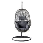 Gardeon Outdoor Egg Swing Chair Wicker Rattan Furniture Pod Stand Cushion Black - Image 3