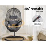 Gardeon Outdoor Egg Swing Chair Wicker Rattan Furniture Pod Stand Cushion Black - Image 5