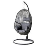 Gardeon Outdoor Egg Swing Chair Wicker Rattan Furniture Pod Stand Cushion Black - Image 7