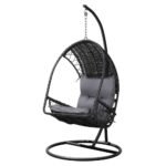 Gardeon Outdoor Egg Swing Chair Wicker Furniture Pod Stand Armrest Black - Image 7