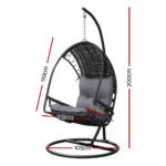 Gardeon Outdoor Egg Swing Chair Wicker Furniture Pod Stand Armrest Black - Image 2