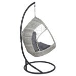 Gardeon Outdoor Egg Swing Chair Wicker Furniture Pod Stand Armrest Light Grey - Image 3