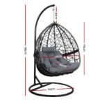 Gardeon Outdoor Egg Swing Chair Wicker Rattan Furniture Pod Stand Cushion Grey - Image 2