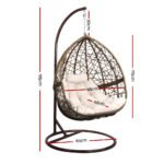 Gardeon Outdoor Egg Swing Chair Wicker Rattan Furniture Pod Stand Cushion Latte - Image 2
