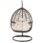 Gardeon Outdoor Egg Swing Chair Wicker Rattan Furniture Pod Stand Cushion Latte - Image 3