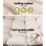 Gardeon Outdoor Egg Swing Chair Wicker Rattan Furniture Pod Stand Cushion Latte - Image 5