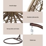 Gardeon Outdoor Egg Swing Chair Wicker Rattan Furniture Pod Stand Cushion Latte - Image 6
