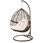 Gardeon Outdoor Egg Swing Chair Wicker Rattan Furniture Pod Stand Cushion Latte - Image 8