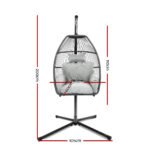 Gardeon Outdoor Egg Swing Chair Wicker Rope Furniture Pod Stand Cushion Grey - Image 2