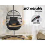 Gardeon Outdoor Egg Swing Chair Hanging Chair Wicker Rope Pod Stand Foldable Grey - Image 5
