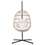 Gardeon Outdoor Egg Swing Chair Wicker Rope Furniture Pod Stand Foldable Yellow - Image 3