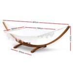 Gardeon Hammock Bed Outdoor Camping Garden Tassel Timber Hammock White - Image 2