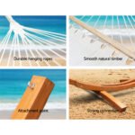 Gardeon Hammock Bed Outdoor Camping Garden Tassel Timber Hammock White - Image 6