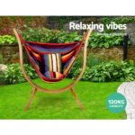 Gardeon Hammock Chair Timber Outdoor Furniture Camping with Wooden Stand - Image 3