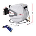 Green Fingers 30M Water Hose Reel Retractable Auto Rewind Wall Mount Garden Spray Gun - Image 2