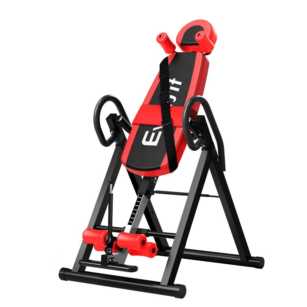 IVT-6314-RD-BK-00.jpg Everfit Inversion Table Gravity Exercise Inverter Back Stretcher Home Gym Red - Image 1