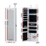 Artiss Jewellery Cabinet LED Mirror Lockable - Image 4