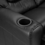 Keezi Kids Recliner Chair Double PU Leather Sofa Lounge Couch Armchair Black - Image 4