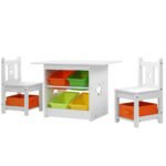 Keezi 3PCS Kids Table and Chairs Set Children Furniture Play Toys Storage Box - Image 7