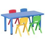 Keezi 5PCS Kids Table and Chairs Set Children Study Desk Furniture Plastic 4 Chairs